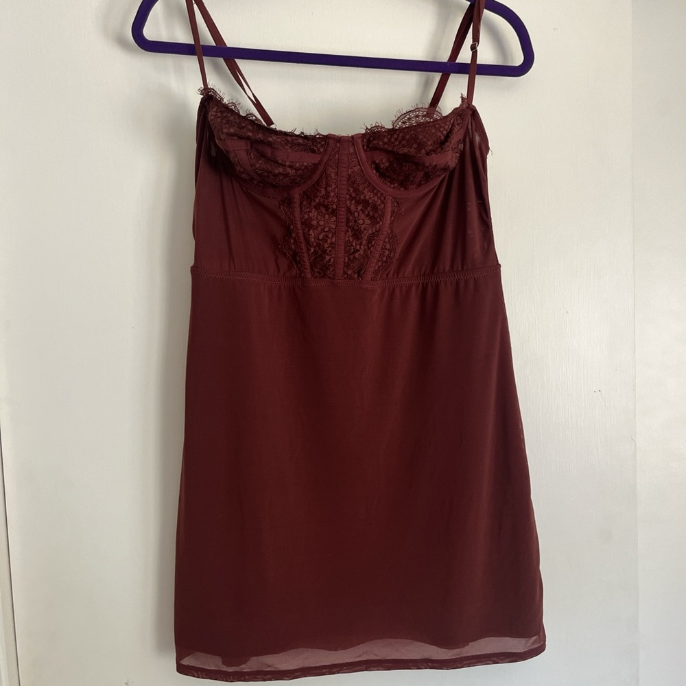 Burgundy lace corset urban outfitters dress
